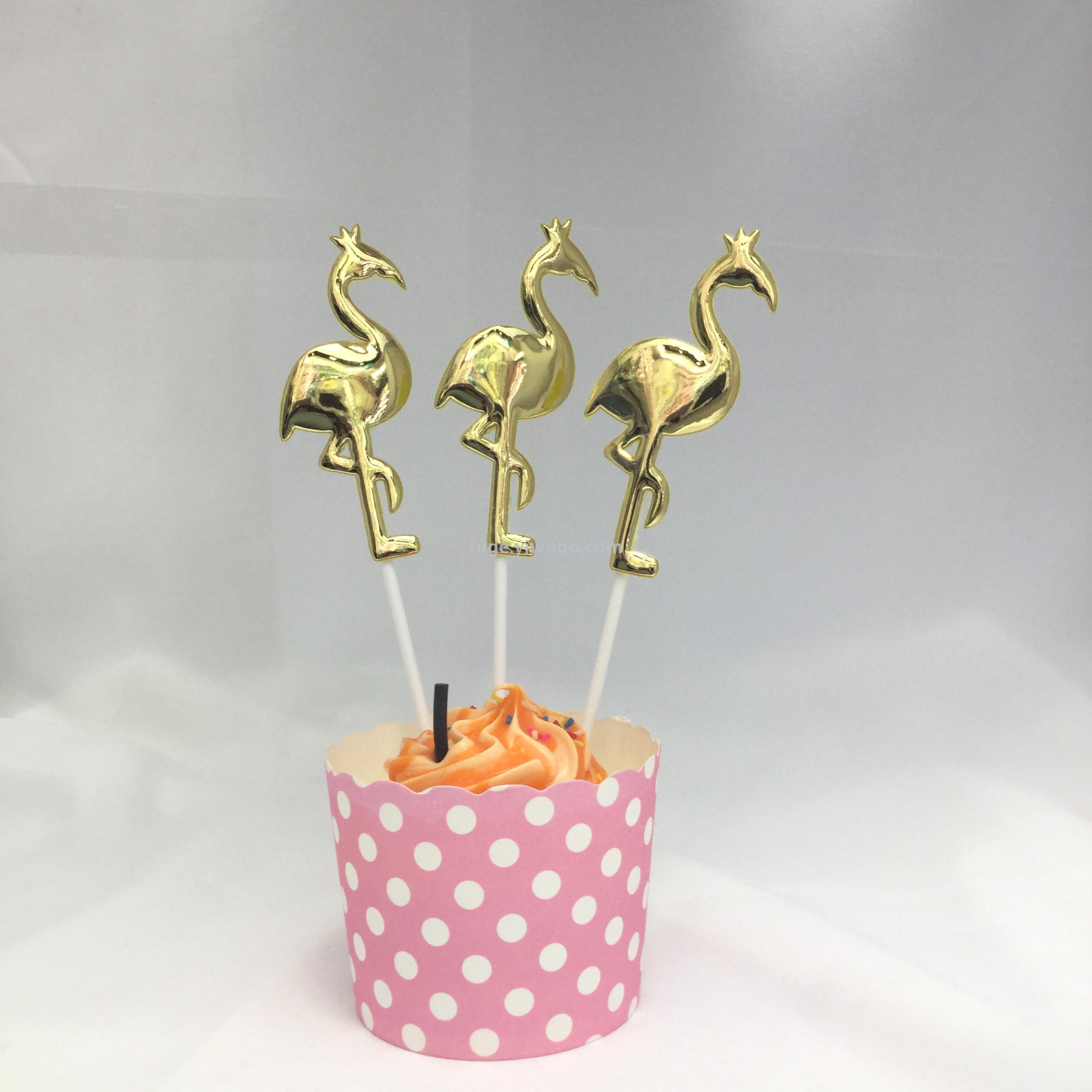 Pu birthday cake decoration plug-in card party dessert table fruit accessories fashion creative decoration 4pcs