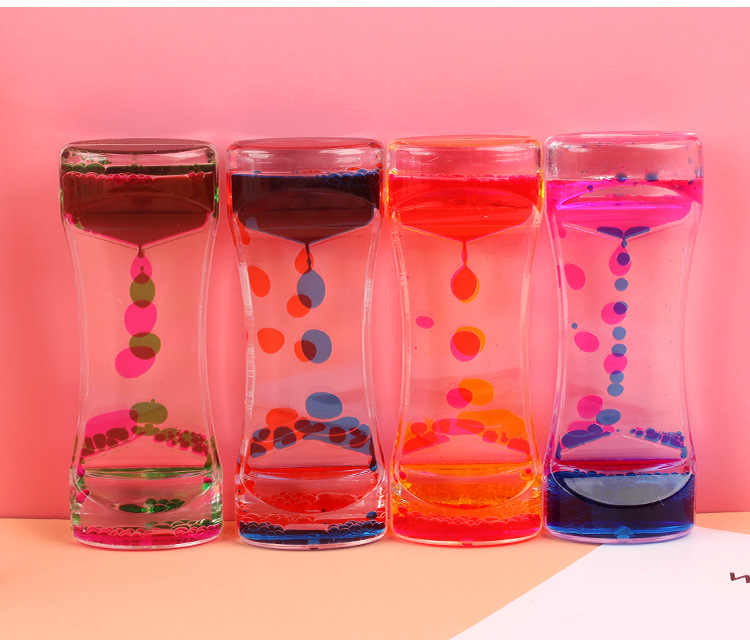 Wholesale Kg41 Two-Color Liquid Oil Leakage Oil Drops Hourglass Timer Decompression Crafts Creative Gift Decoration