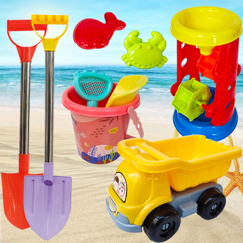 Children&#039;s Beach Toy Suit Beach Car Sand Digging Water Toys Beach Bucket Hourglass Shovel Seaside Sand Playing Tools