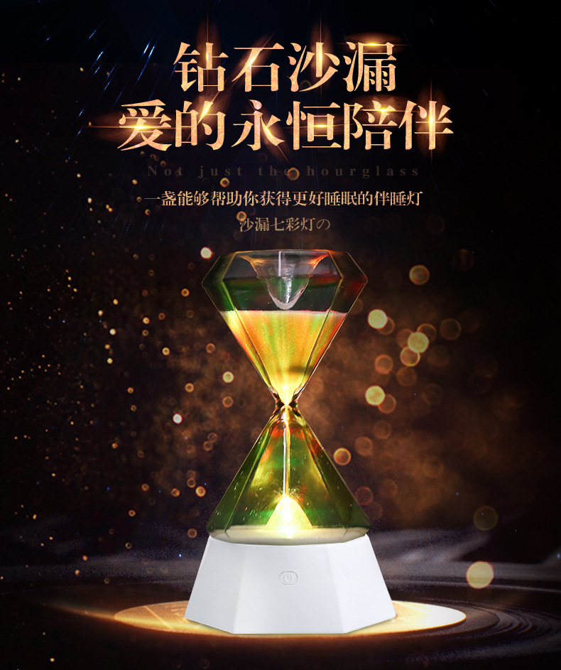 Creative colorful hourglass with sleeping lights romantic atmosphere small night lights USB charging