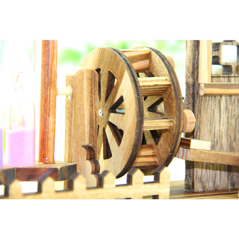Creative Spring Windmill Hourglass Music Box Decoration Student Wooden Music Waterwheel Music Box Birthday Gift