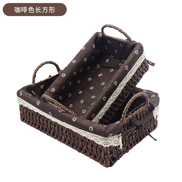 Rattan Storage Paper String Baskets  Storage Basket Desktop Sundries Organizer Storage Snack Storage Box Sundries