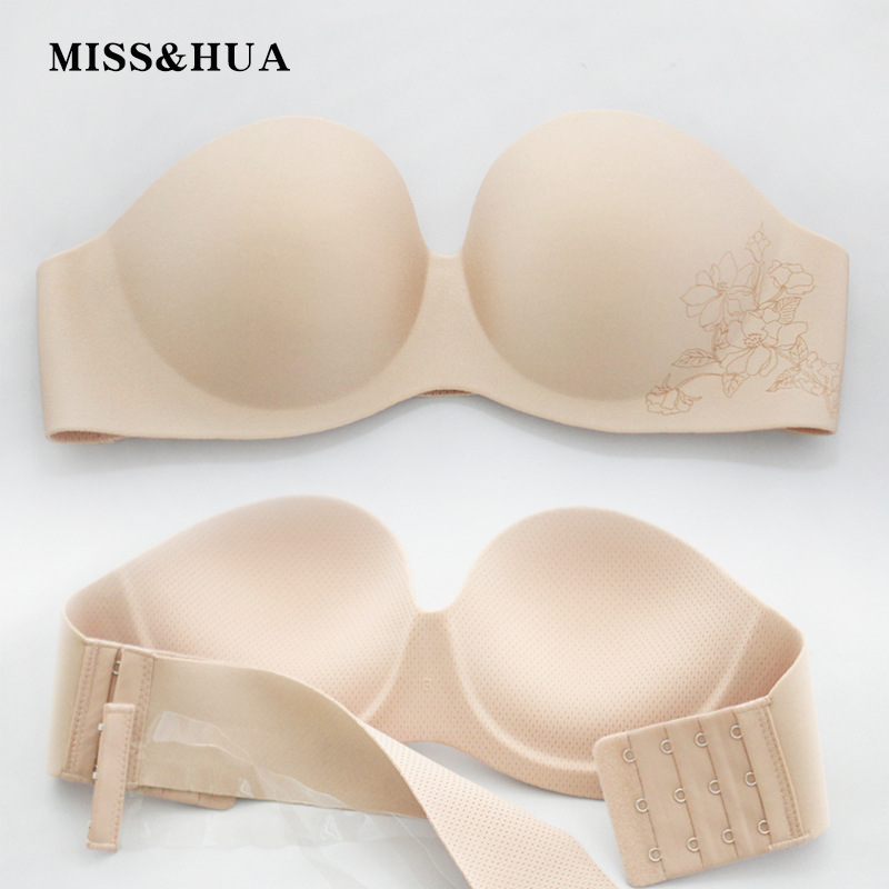 One-Piece Silicone Strapless Bra Stickers Women&#039;s Wedding Dress Small Chest Push up Big Breasts Thin Printed Breast Pad Strapless Underwear