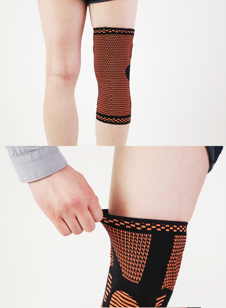 Sports Cross-Border Silicone Spring Support Knee Pad Basketball Suit Shock-Absorbing Knitted Knee Pads Outdoor Sporting Goods Protective Gear