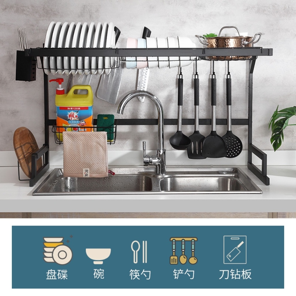 Kitchen Rack Stainless Steel Sink Bowl Dish Plate Storage Rack Dish Rack Draining Rack Sink above Bowl Chopsticks Box