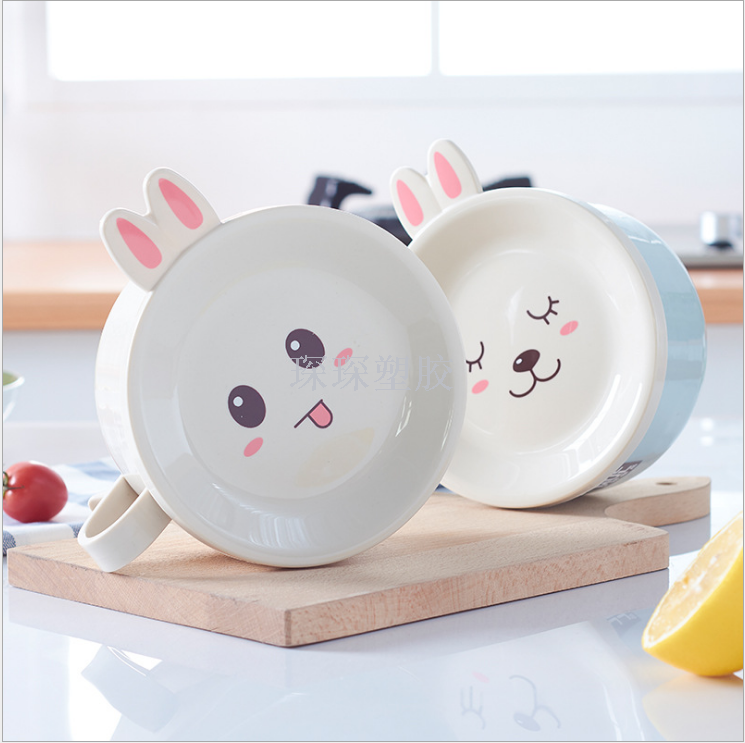 Stainless steel instant noodle bowl with double layer intertropical cover cartoon children&#039;s meal bowl