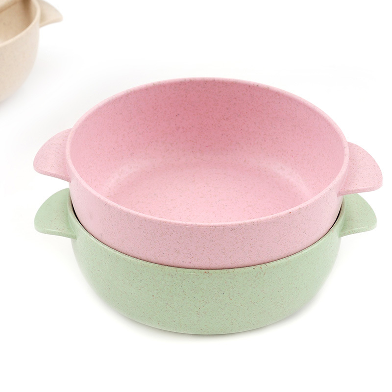 Wheat Straw Rice Bowl Spoon Household Children Baby Cutlery Bowl Sets Spoon Two-Piece Set Wholesale