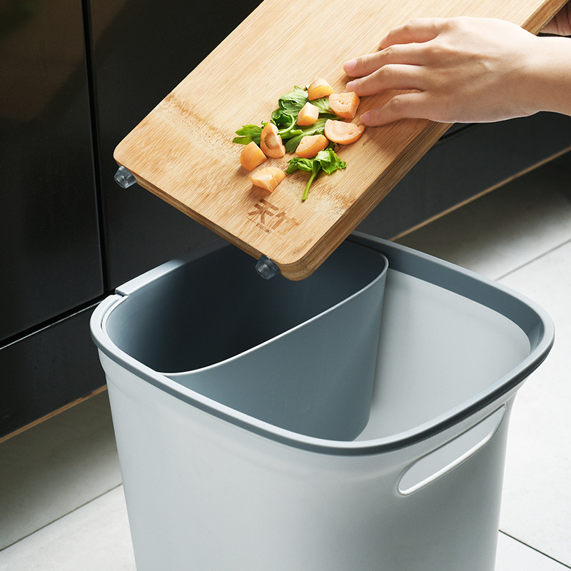 Plastic Household Trash Can without Lid with Pressure Ring Kitchen Living Room Toilet Wastebasket Trash Bin