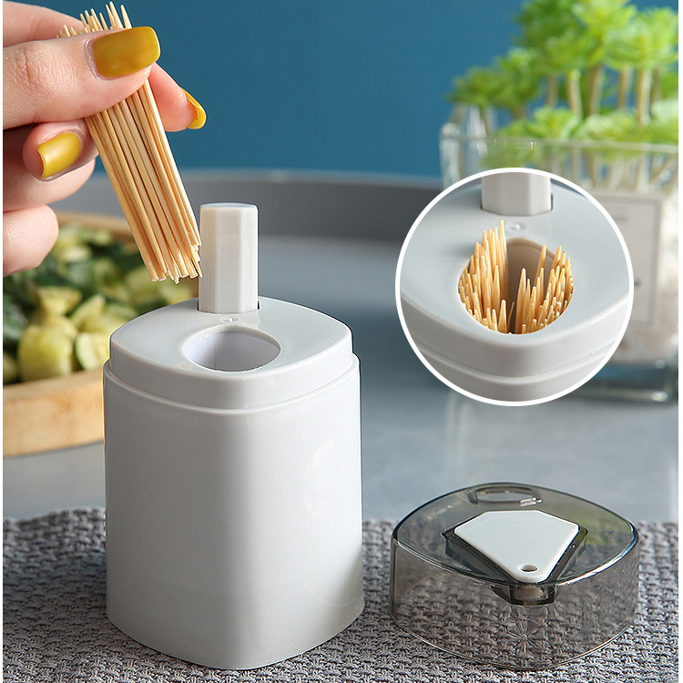 Press Type Automatic Pop-up Transparent Toothpick Holder Household Living Room and Kitchen Toothpick Box Toothpick Tin Portable Toothpick Holder