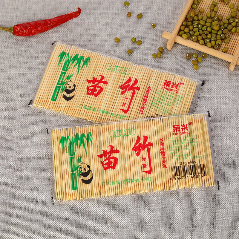 C Household Fine Mao Bamboo Toothpick Double-Headed Bag Green Toothpick Hotel Restaurant First Layer Toothpick Factory Direct Supply