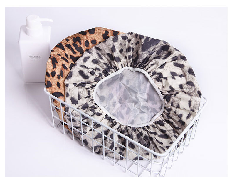 Wan Fei creative waterproof bath cap waterproof cloth shower cap adult female leopard print single-layer bath cap Wan Fei creative waterproof bath cap waterproof cloth shower cap adult female leopard print single-layer bath cap