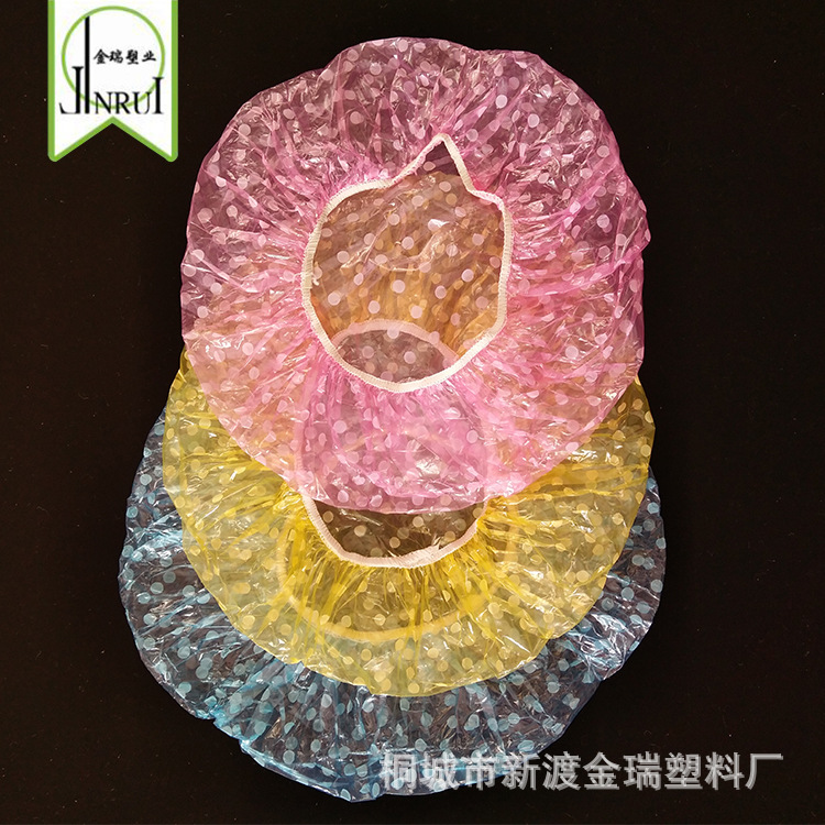 Adult male and female disposable shower cap printed color bath cap PE transparent thickened household elastic bath cap