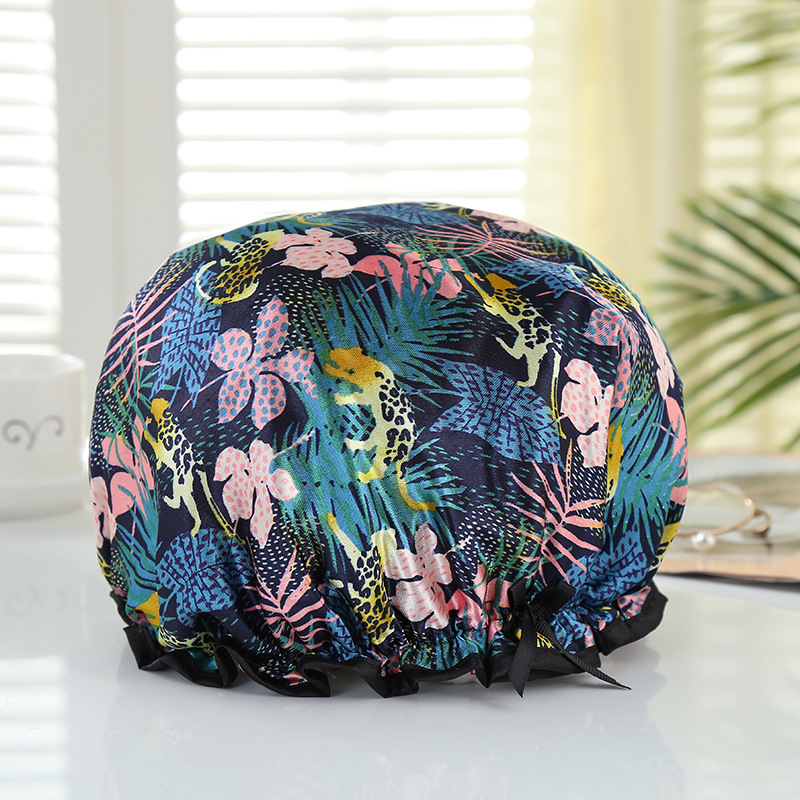 Household daily bath cap black edge wrap shampoo cap bath waterproof cap kitchen lampblack manufacturers wholesale spot