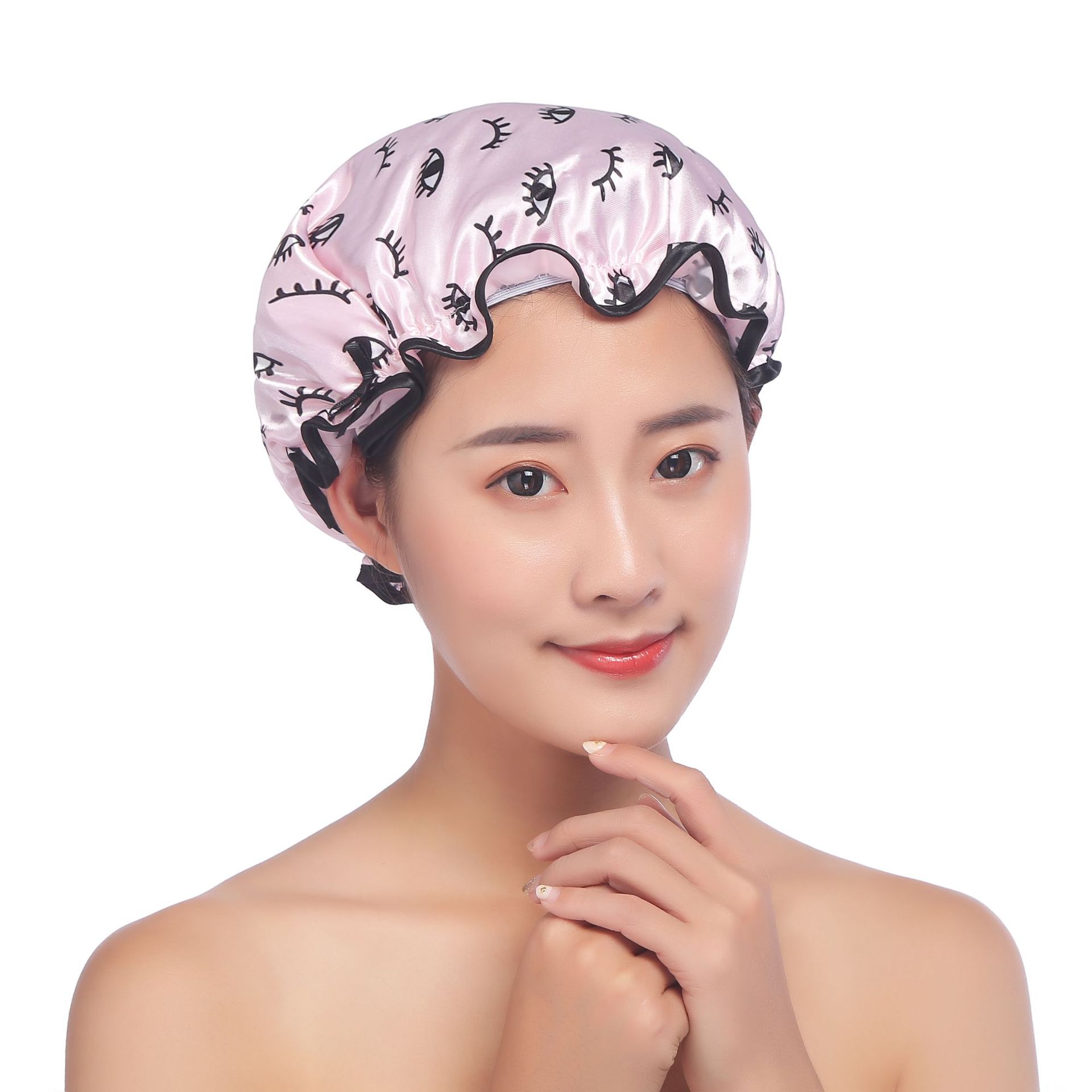 Household daily bath cap black edge wrap shampoo cap bath waterproof cap kitchen lampblack manufacturers wholesale spot
