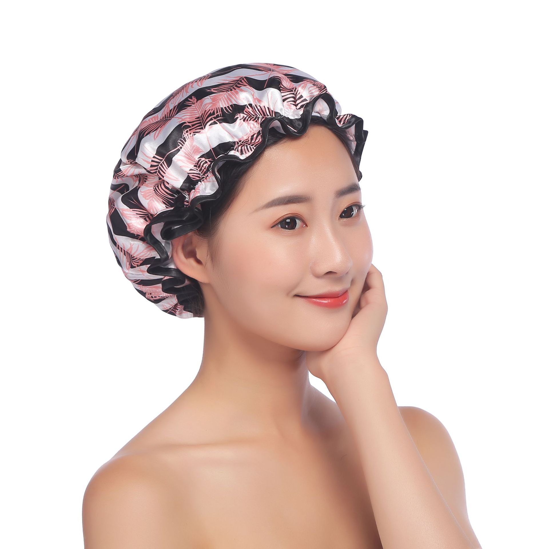 Household daily bath cap black edge wrap shampoo cap bath waterproof cap kitchen lampblack manufacturers wholesale spot