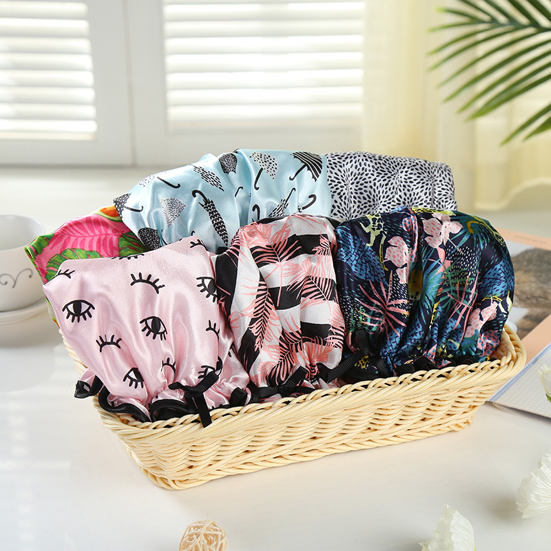 Household daily bath cap black edge wrap shampoo cap bath waterproof cap kitchen lampblack manufacturers wholesale spot