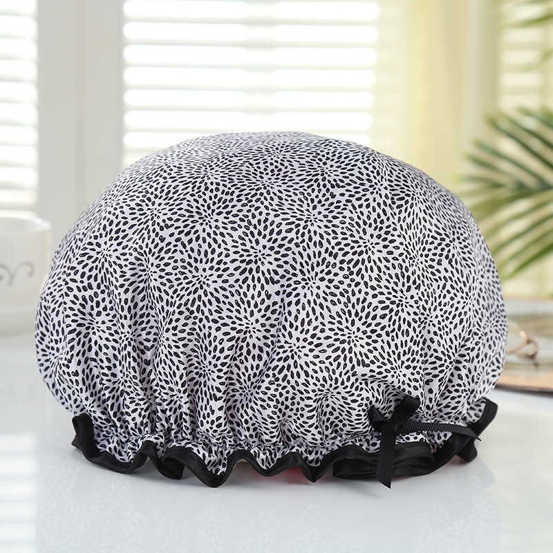 Household daily bath cap black edge wrap shampoo cap bath waterproof cap kitchen lampblack manufacturers wholesale spot