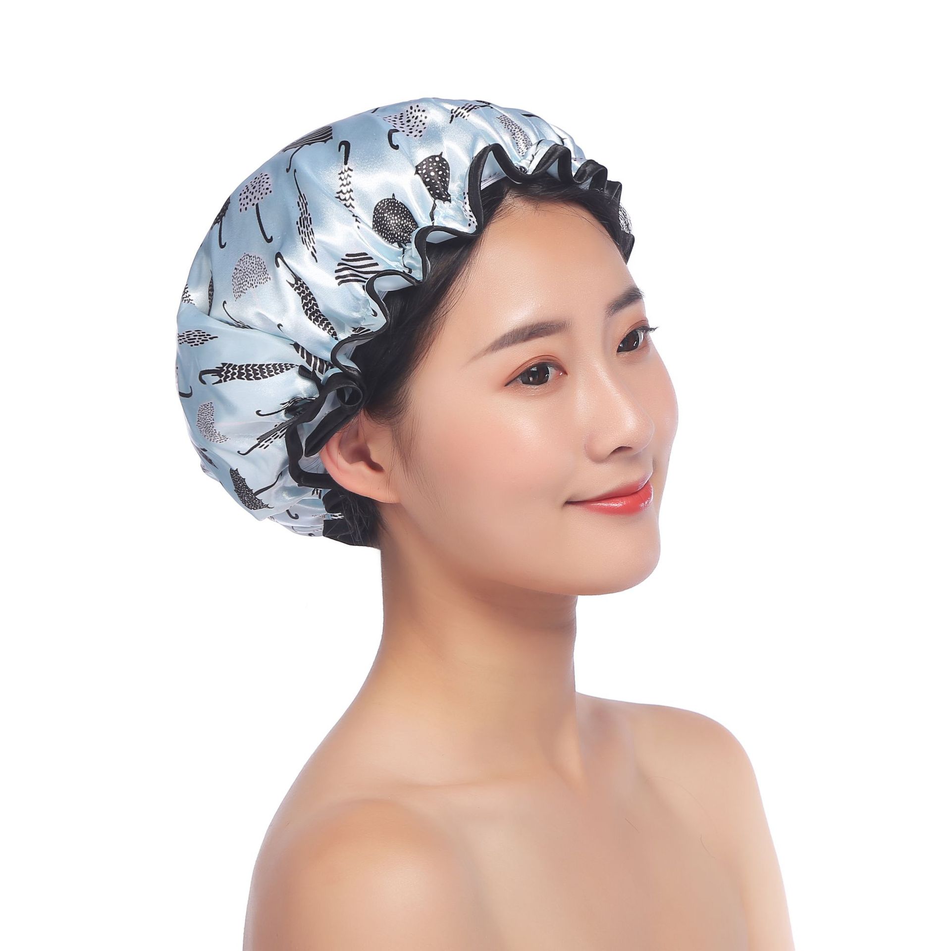 32cm thick printed bath cap color ding double wash cap bath waterproof cap kitchen lampblack foreign trade