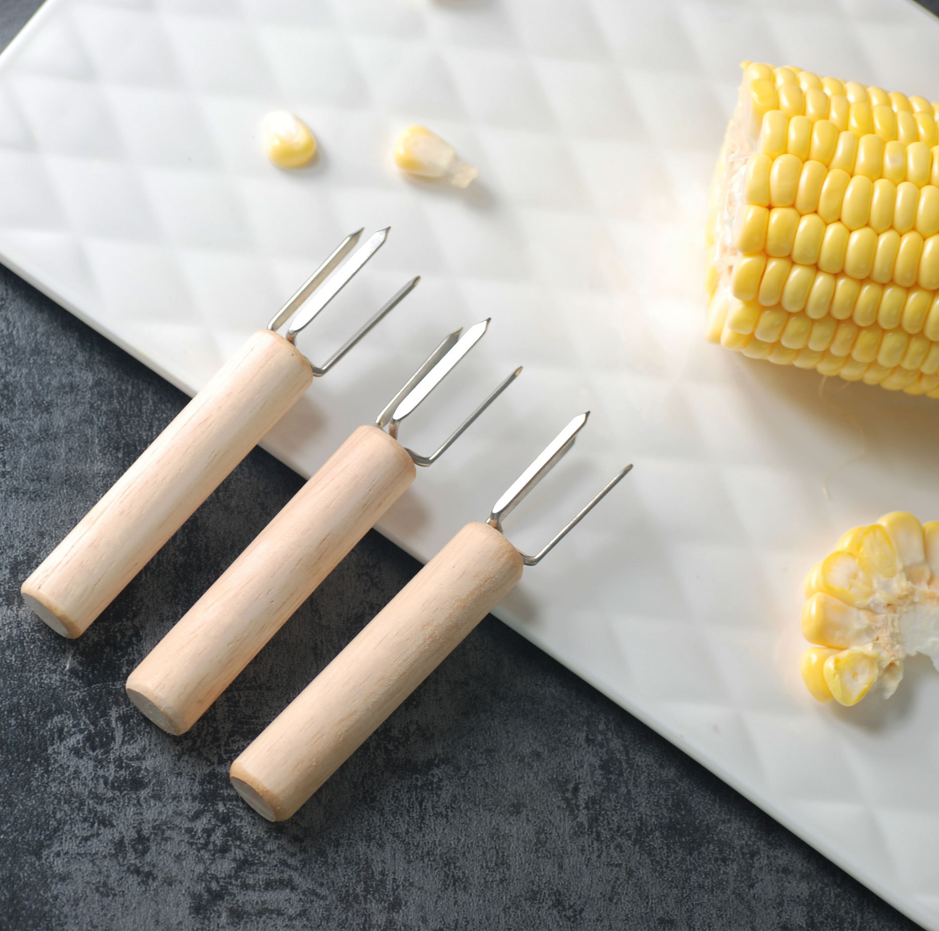 Corn Fork Corn Bake Needle Moxa Strip Extender 304 Stainless Steel BBQ Corn Plug Barbecue Tool Barbecue Fork