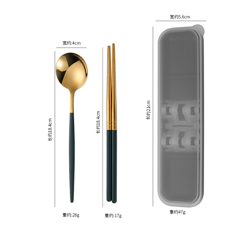 304 Stainless Steel Portable Tableware Portugal Spoon Fork Chopsticks Sets Outdoor Activity Gift Set Logo Customization