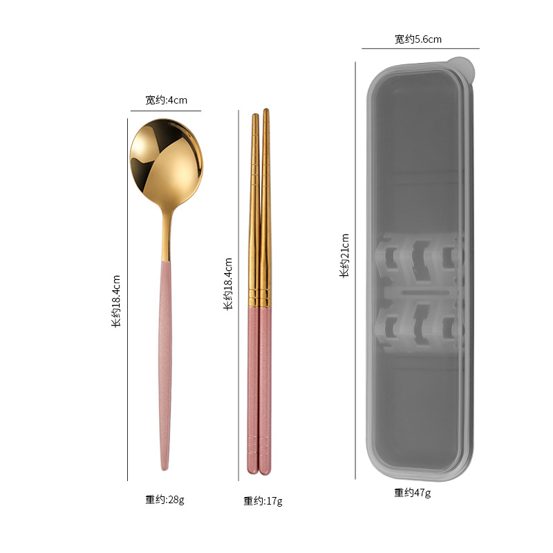 304 Stainless Steel Portable Tableware Portugal Spoon Fork Chopsticks Sets Outdoor Activity Gift Set Logo Customization