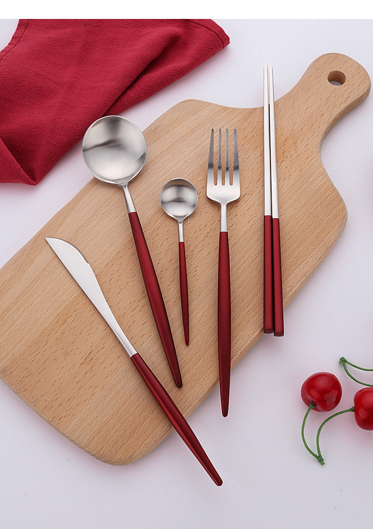 SOURCE Factory Exquisite Matte Brushed Tableware Set Portugal round Handle Tableware Set Pack 304 Stainless Steel Knife, Fork and Spoon SOURCE Factory Exquisite Matte Brushed Tableware Set Portugal round Handle Tableware Set Pack 304 Stainless Steel Knife, Fork and Spoon