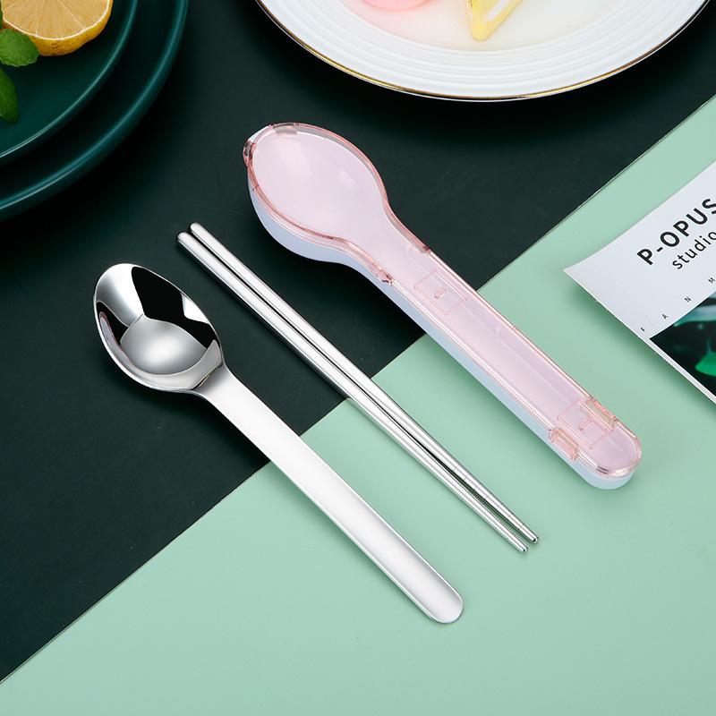 New Portable Storage Stainless Steel Knife, Fork and Spoon Student Office Worker Outdoor Portable Opening Gift Tableware