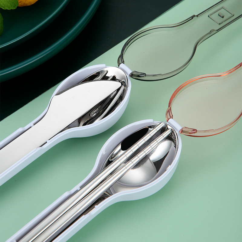 New Portable Storage Stainless Steel Knife, Fork and Spoon Student Office Worker Outdoor Portable Opening Gift Tableware