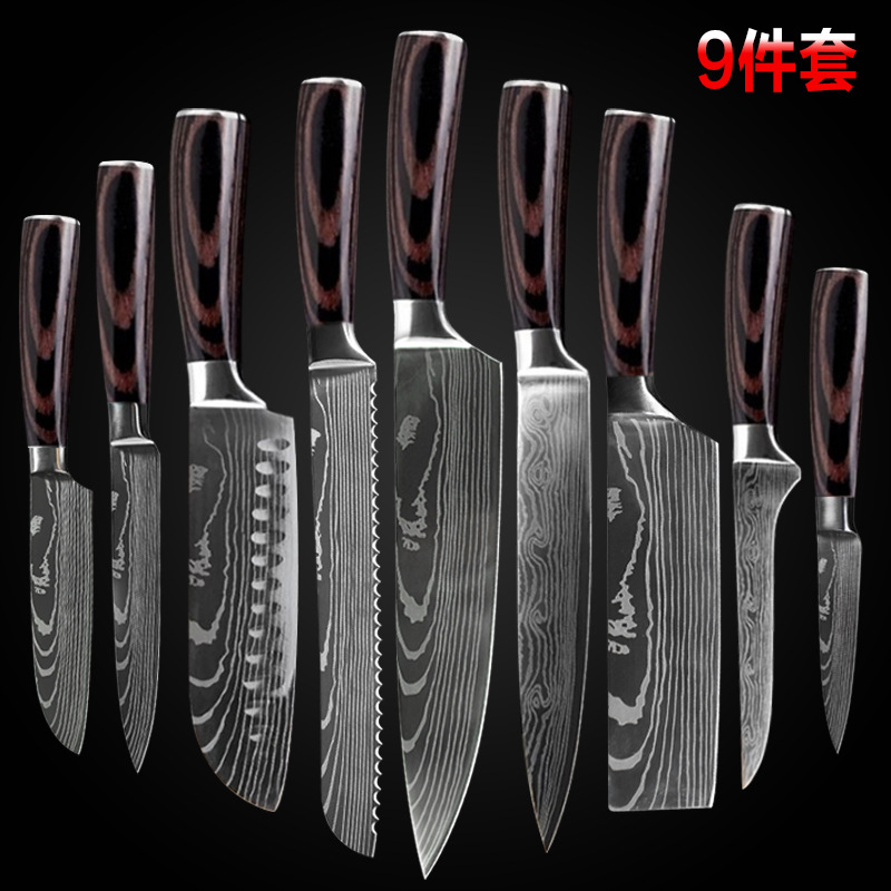 Foreign Trade Knife 8Inch Chef Knife 8Piece Set Professional Western Kitchen Knife Santoku Knife Japanese Cooking Knife