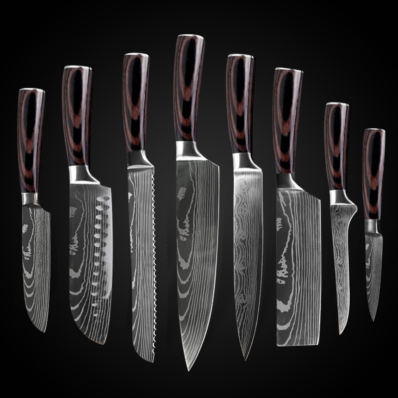 Foreign Trade Knife 8Inch Chef Knife 8Piece Set Professional Western Kitchen Knife Santoku Knife Japanese Cooking Knife Foreign Trade Knife 8Inch Chef Knife 8Piece Set Professional Western Kitchen Knife Santoku Knife Japanese Cooking Knife