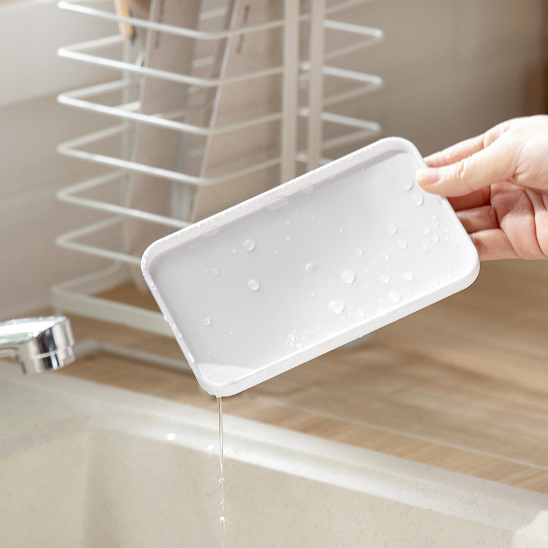 Nachuan Kitchen Knife Rack Iron Draining Knife Rack with Tray Whole Countertop Kitchen Knife Fruit Knife Storage Rack