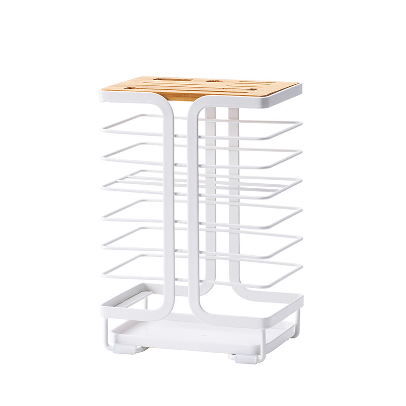 Nachuan Kitchen Knife Rack Iron Draining Knife Rack with Tray Whole Countertop Kitchen Knife Fruit Knife Storage Rack