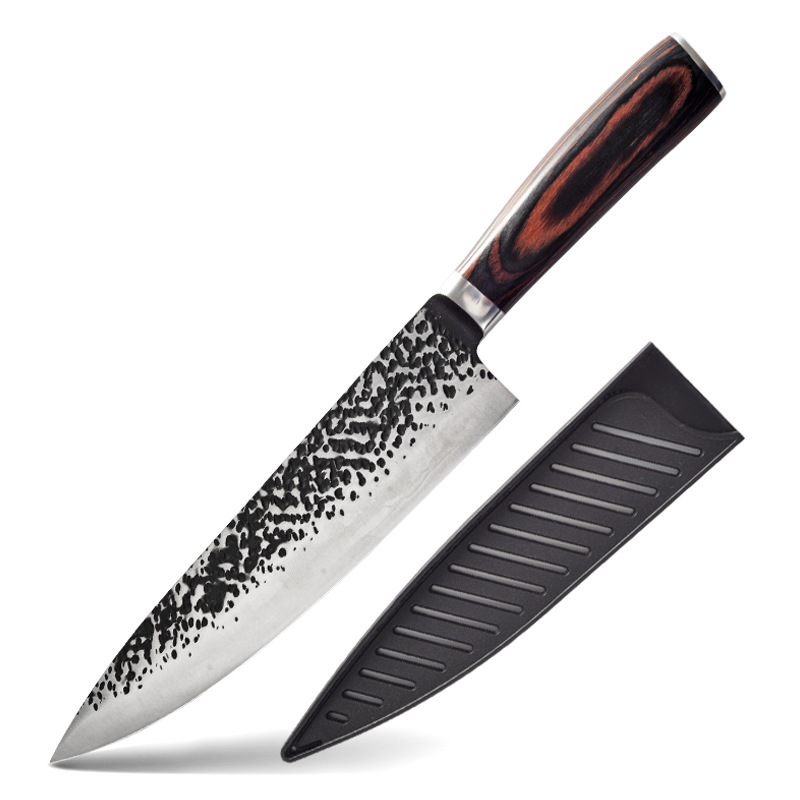 Yangjiang Hammer Pattern Knife 6-Piece Kitchen Gift Knife Set Embossed Forging Kitchen Knife Chef Knife Cleaver Fruit