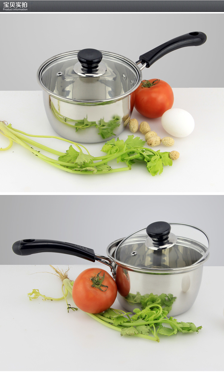 Stainless steel dish serving dish multi purpose pot soup pot stainless steel kitchenware pot with cover long handle pot Stainless steel dish serving dish multi purpose pot soup pot stainless steel kitchenware pot with cover long handle pot