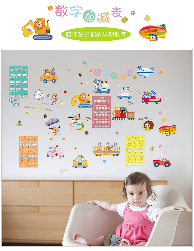 New Cartoon PVC Wall Stickers Digital Addition and Subtraction Table Children's Room Kindergarten Background Decorative Wall Sticker New Cartoon PVC Wall Stickers Digital Addition and Subtraction Table Children's Room Kindergarten Background Decorative Wall Sticker
