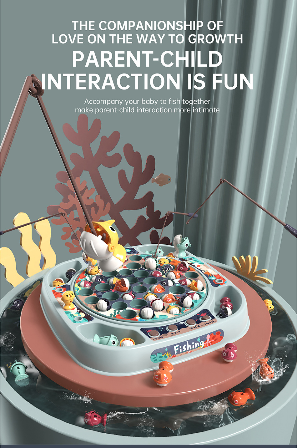 Electric Rotating Loop Fishing Table Set Early Education Competition Fishing Plate Sound and Light Interactive Toys Electric Rotating Loop Fishing Table Set Early Education Competition Fishing Plate Sound and Light Interactive Toys