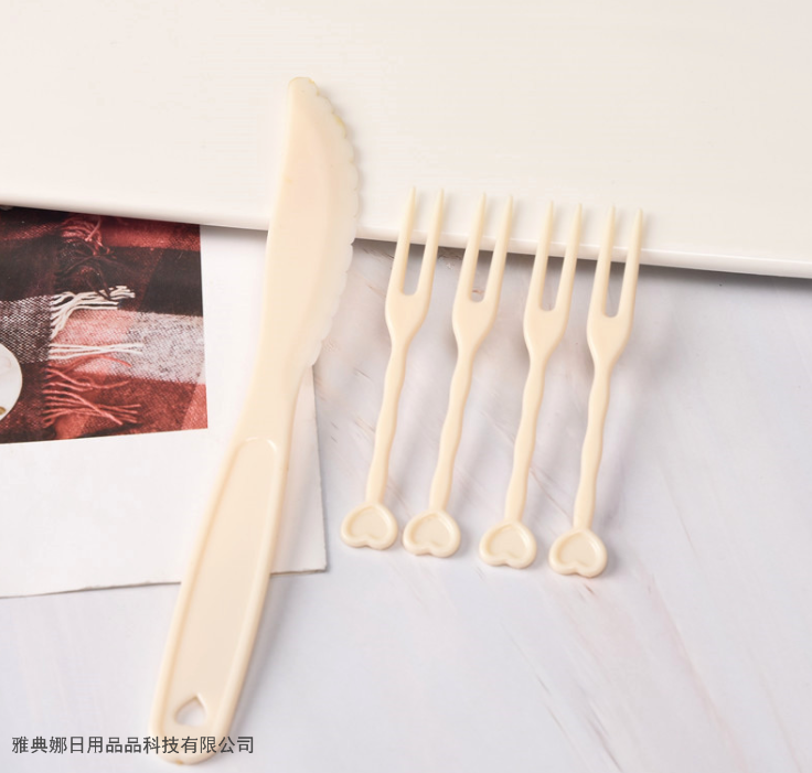 Disposable Moon Cake Knife and Fork Set Moon Cake Tableware Combination Fruit Cake Plastic Knife and Fork