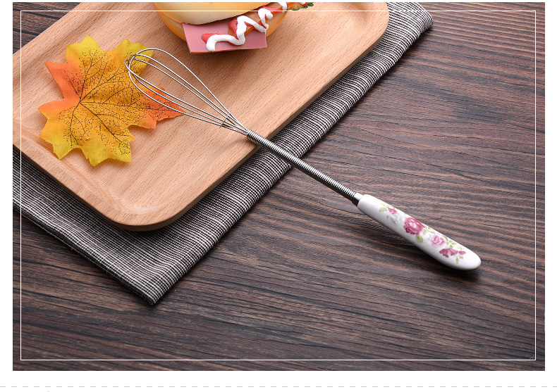 Korean ceramic handle thickened stainless steel rice spoon long handle spoon pointed spoon, soup spoon, household supermarket spoon, tableware