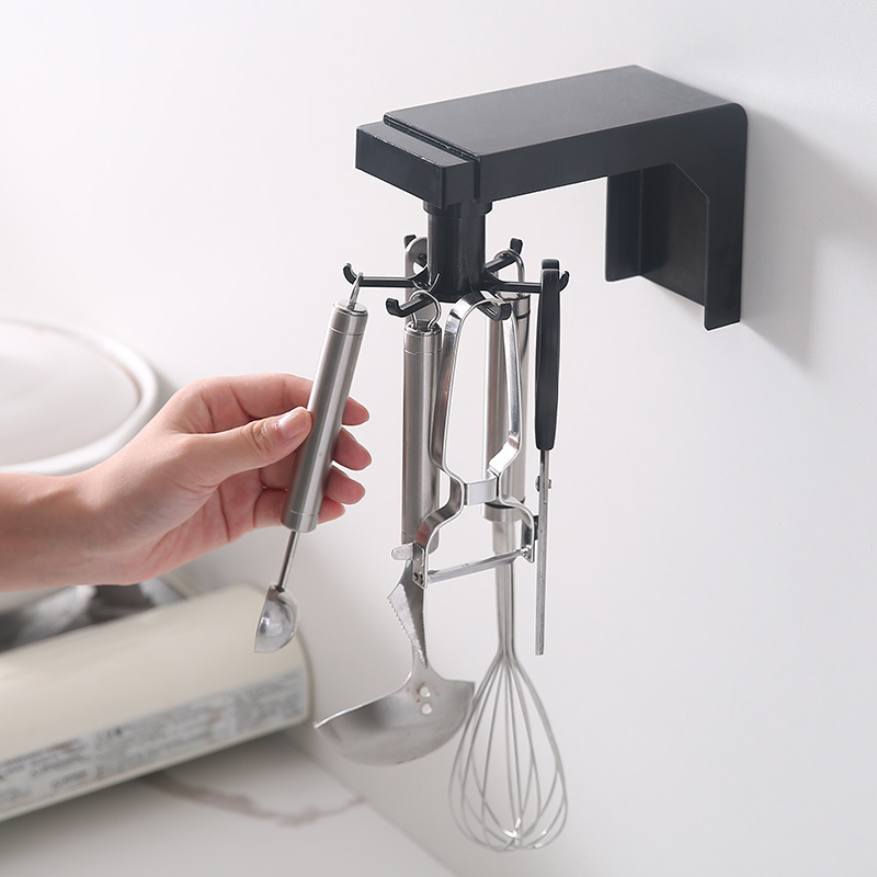 Retractable swivel Hook without the punching kitchen wall shelf pot scraper spoon kitchen utensils and racks