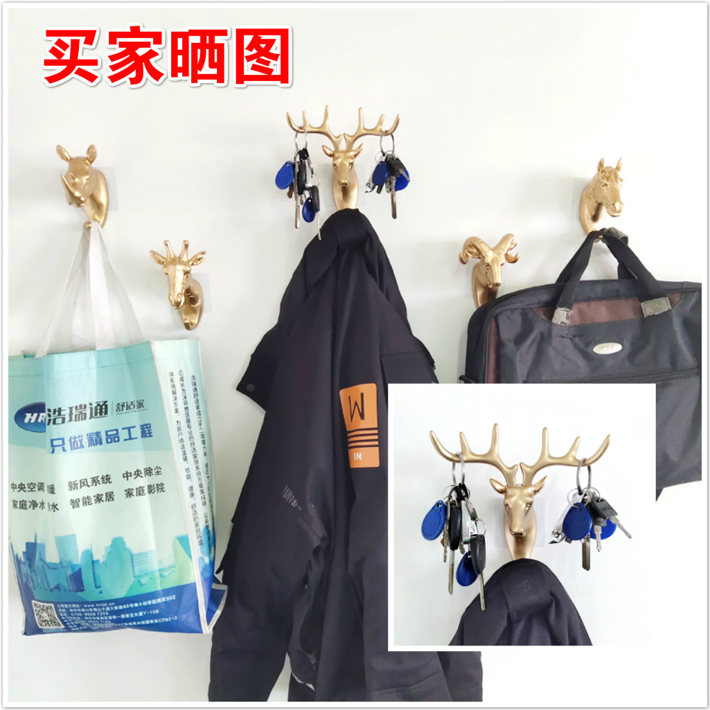 American strong nontrace hanging hook decorative hooks innovative animal head Wall hanging deer head hook new product American strong nontrace hanging hook decorative hooks innovative animal head Wall hanging deer head hook new product