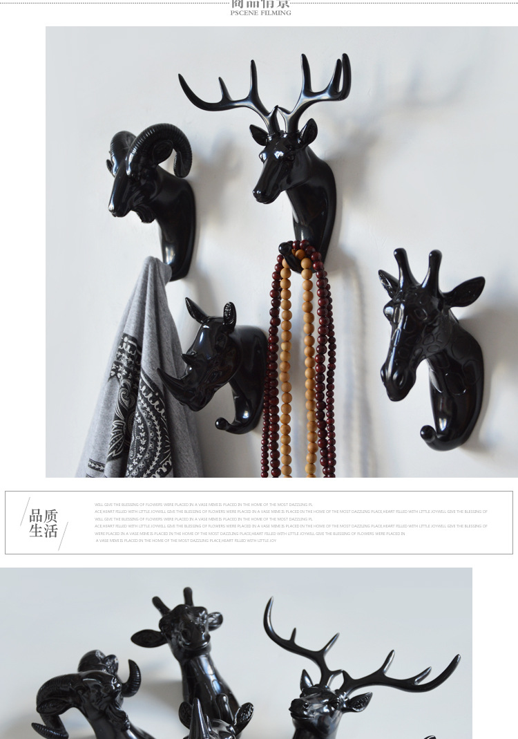 American strong nontrace hanging hook decorative hooks innovative animal head Wall hanging deer head hook new product American strong nontrace hanging hook decorative hooks innovative animal head Wall hanging deer head hook new product