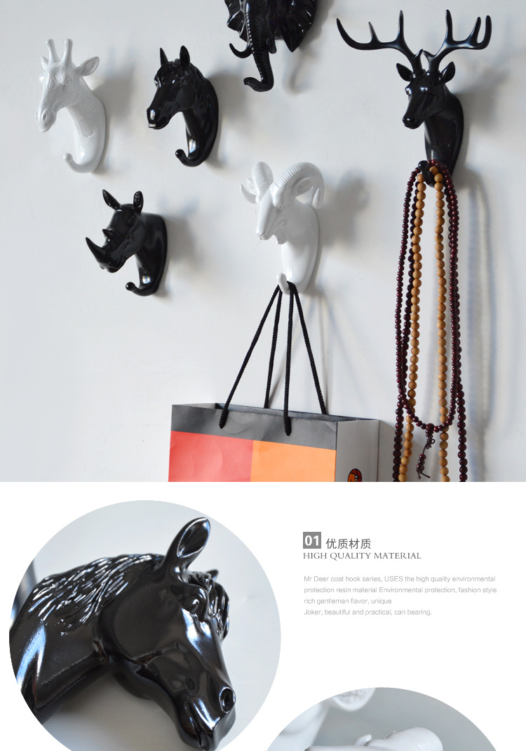 American strong nontrace hanging hook decorative hooks innovative animal head Wall hanging deer head hook new product American strong nontrace hanging hook decorative hooks innovative animal head Wall hanging deer head hook new product