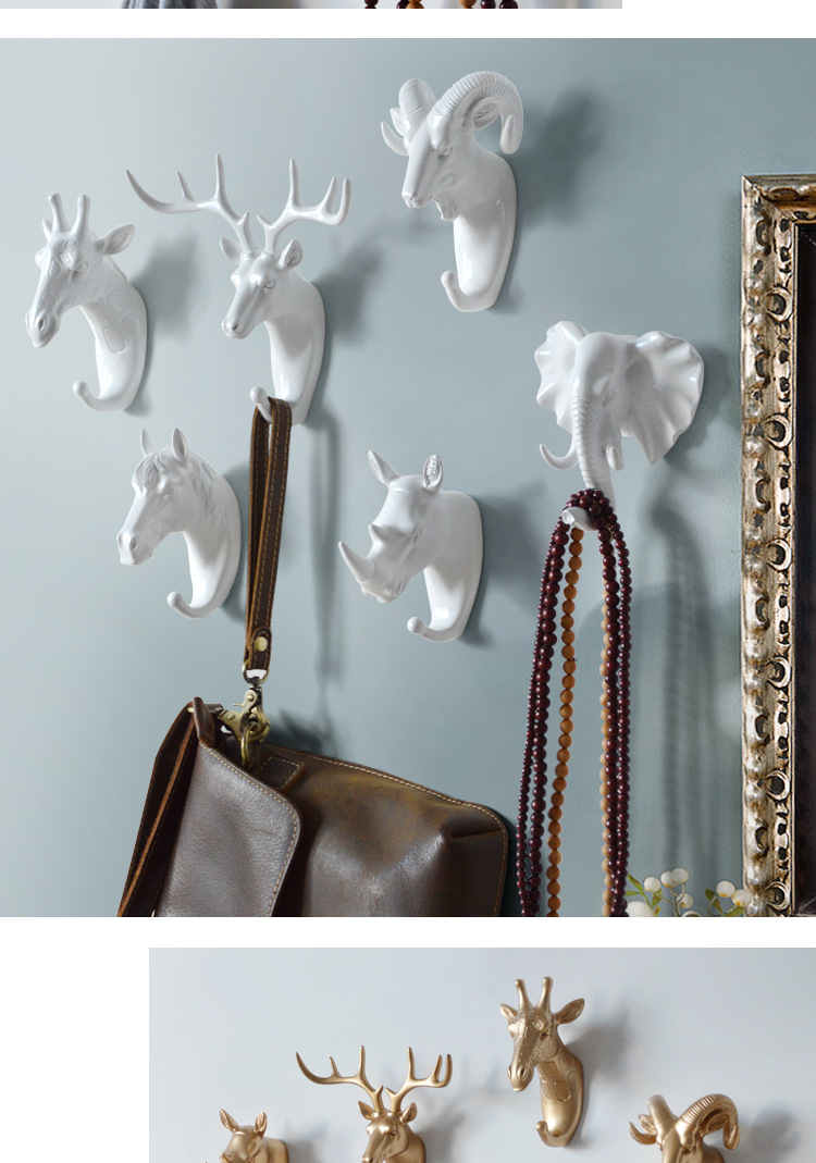 American strong nontrace hanging hook decorative hooks innovative animal head Wall hanging deer head hook new product American strong nontrace hanging hook decorative hooks innovative animal head Wall hanging deer head hook new product