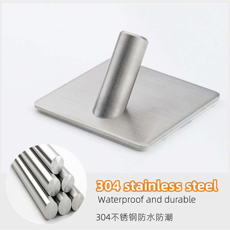 Kitchen and bathroom non staple metal coat and hat hook creative sticky hook stainless steel non punch hook single hook Kitchen and bathroom non staple metal coat and hat hook creative sticky hook stainless steel non punch hook single hook