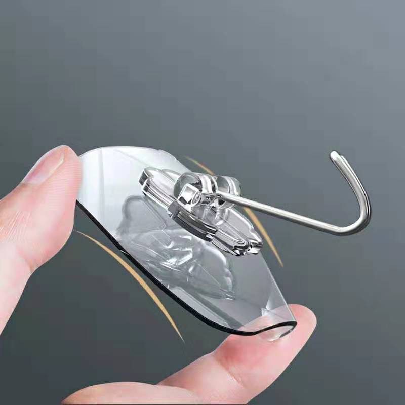 Strong non - trace hooks bathroom transparent wall glue small stick hook magic feel stainless steel hooks free wholesale