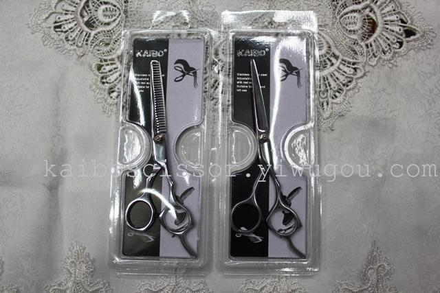 Kaibo factory all steel hair scissors, stainless steel scissors cutting scissors KB763 plastic suction gift box Kaibo factory all steel hair scissors, stainless steel scissors cutting scissors KB763 plastic suction gift box