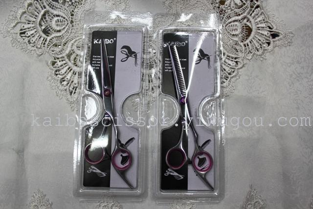 Kaibo factory all steel hair scissors, stainless steel scissors cutting scissors KB764 plastic suction gift box Kaibo factory all steel hair scissors, stainless steel scissors cutting scissors KB764 plastic suction gift box