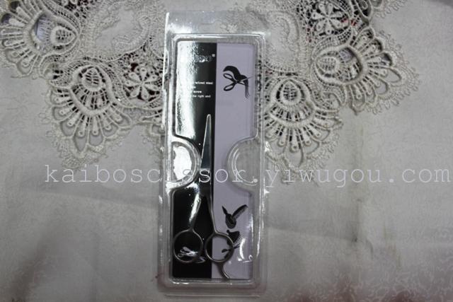 Kaibo factory all steel hair scissors, stainless steel scissors cutting scissors KB764 plastic suction gift box Kaibo factory all steel hair scissors, stainless steel scissors cutting scissors KB764 plastic suction gift box