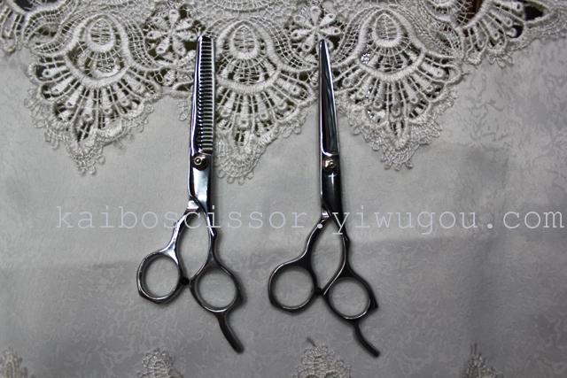Kaibo factory all steel hair scissors, stainless steel scissors cutting scissors KB765 plastic suction gift box Kaibo factory all steel hair scissors, stainless steel scissors cutting scissors KB765 plastic suction gift box