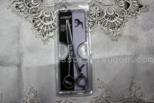 Kaibo factory all steel hair scissors, stainless steel scissors cutting scissors KB765 plastic suction gift box Kaibo factory all steel hair scissors, stainless steel scissors cutting scissors KB765 plastic suction gift box